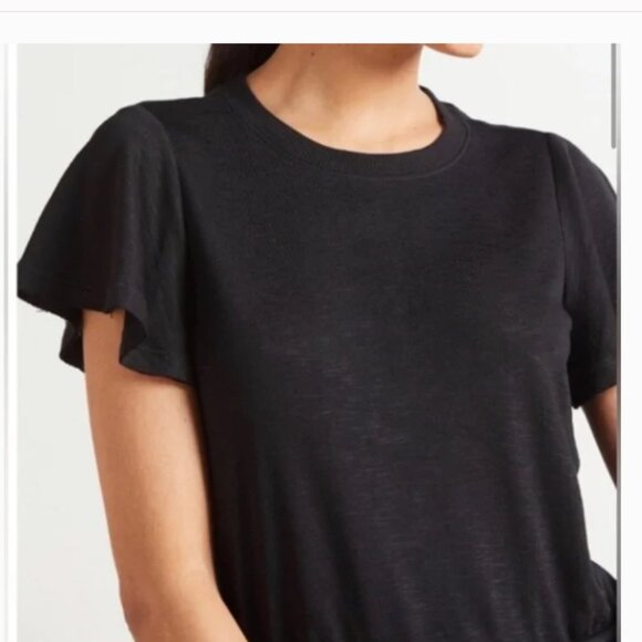 Paige Brielle Dress Black Flutter Sleeve Drawstring Waist Large - Picture 5 of 14